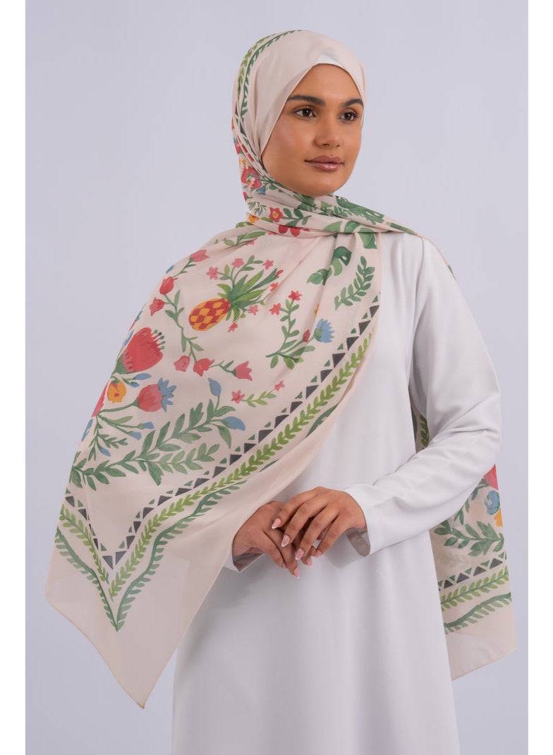 Alamki Women Hijab Leaf Harmony Printed Chiffon - Image 1